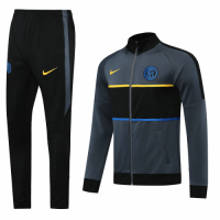 20/21 Inter Milan Gray Player Version High Neck Collar Training Kit(Jacket+Trouser)