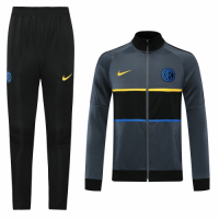 20/21 Inter Milan Gray Player Version High Neck Collar Training Kit(Jacket+Trouser)