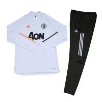 Manchester United Kid's Zipper Sweat Kit (Top+Trouser) White 2020/21
