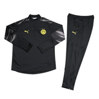 Kid's 20/21 Borussia Dortmund Black Zipper Sweat Shirt Kit(Top+Trouser)