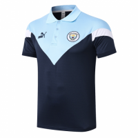 20/21 Manchester City Grand Slam Polo Shirt-Navy&Light Blue