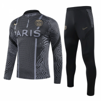 20/21 PSG Black Zipper Sweat Shirt Kit(Top+Trouser)