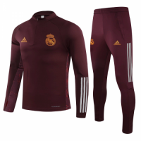 20/21 Real Madrid Dark Red Zipper Sweat Shirt Kit(Top+Trouser)