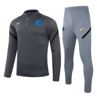 20/21 Inter Milan Gray&Black Zipper Sweat Shirt Kit(Top+Trouser)