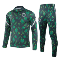 2021 Nigeria Dark Green Zipper Sweat Shirt Kit(Top+Trouser)