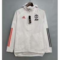 20/21 Manchester United White Windbreaker Hoodie Jacket