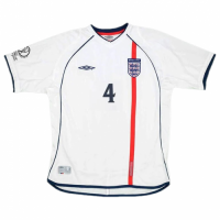 Gerrard #4 Retro England Home Jersey World Cup 2002