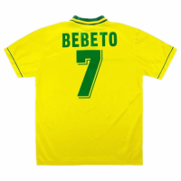 Brazil BEBETO #7 Retro Jersey Home World Cup 1994