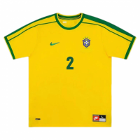 Brazil CAFU #2 Retro Jersey Home World Cup 1998