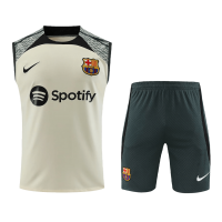 Barcelona Sleeveless Training Kit (Top+Shorts) White 2023/24