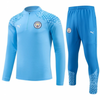 Kids Manchester City Zipper Sweatshirt Kit(Top+Pants) Blue 2023/24