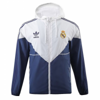Real Madrid Windbreaker Hoodie Jacket White&Navy 2023/24