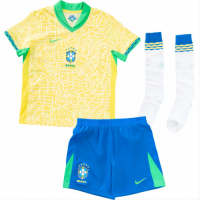 Kids Brazil Home Whole Kit(Jersey+Shorts+Socks) Copa America 2024