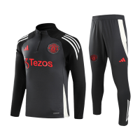 Kids Manchester United 1/2 Zipper Sweat Kit(Top+Pants) Black 2024/25