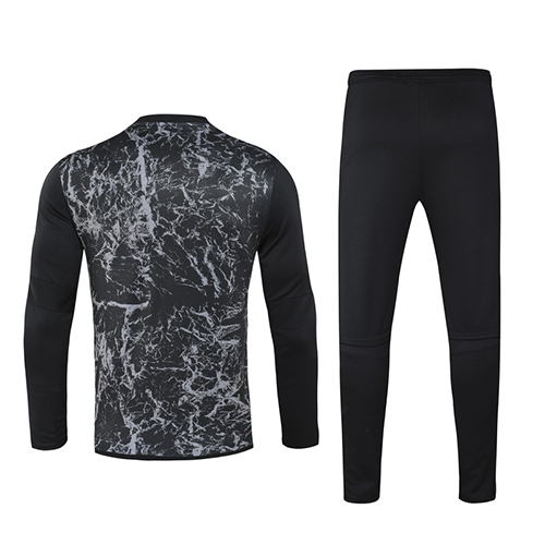 2020 Germany Black Navy O-Neck Sweat Shirt Kit(Top+Trouser)