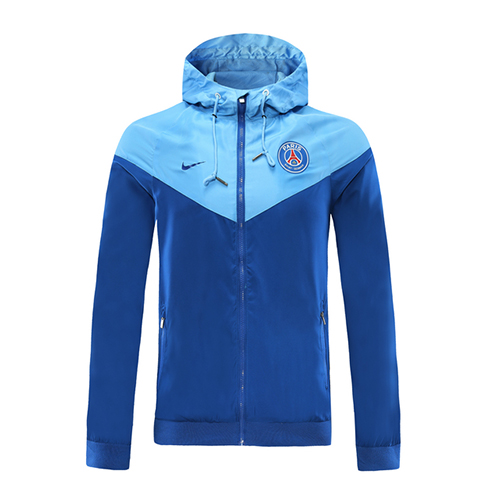 20/21 PSG Blue&Light Blue Windbreaker Hoodie Jacket
