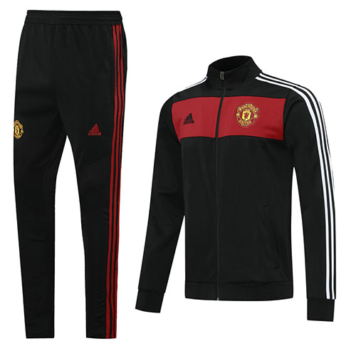 20/21 Manchester United Black Retro High Neck Collar Training Kit(Jacket+Trouser)