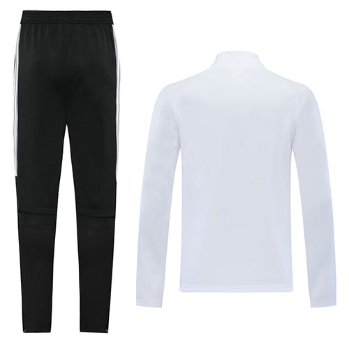 20/21 Real Madrid White High Neck Collar Training Kit(Jacket+Trouser)