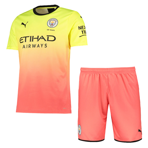 19/20 Manchester City Third Away Yellow&Orange Jerseys Kit(Shirt+Short)