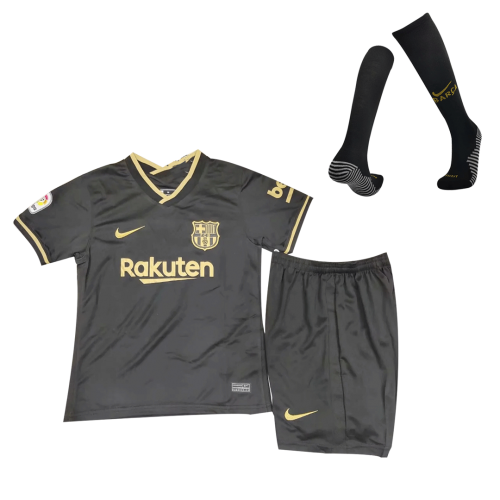 Barcelona Kid's Soccer Jersey Away Whole Kit (Shirt+Short+Socks) 2020/21