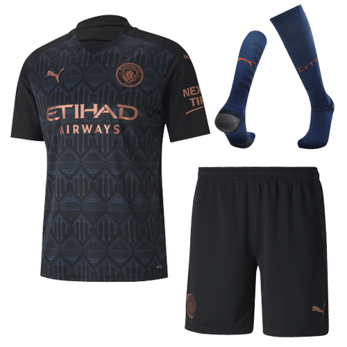 Manchester City Soccer Jersey Away Whole Kit (Shirt+Short+Socks) Replica 2020/21