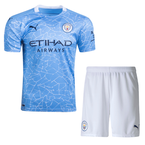 Manchester City Soccer Jersey Home Kit(Shirt+Short) Replica 2020/21