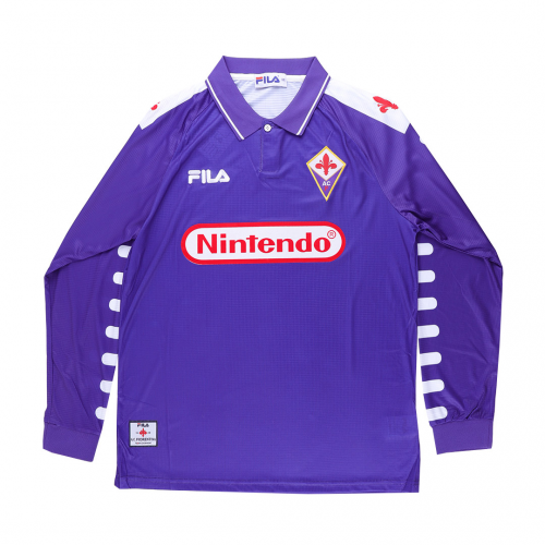 Fiorentina Retro Soccer Jersey Home Long Sleeve Replica 1998/99