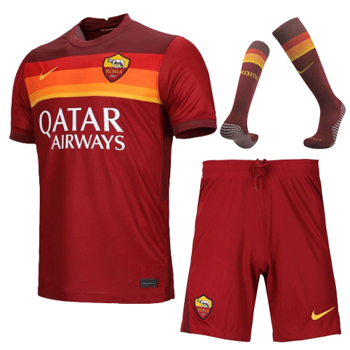 Roma Soccer Jersey Home Whole Kit (Shirt+Short+Socks) Replica 2020/21