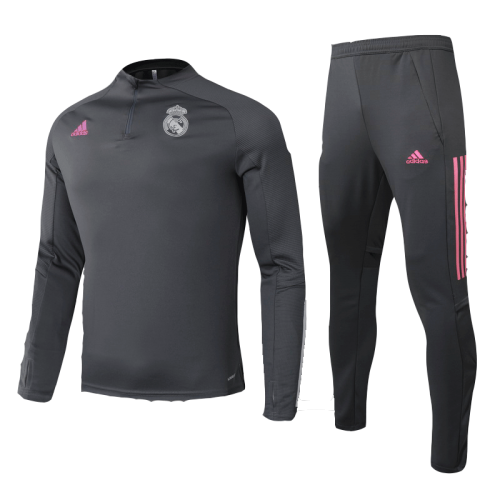 20/21 Real Madrid Gray Zipper Sweat Shirt Kit(Top+Trouser)
