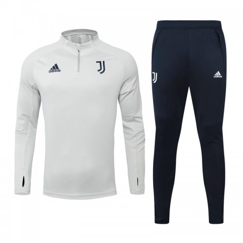 20/21 Juventus Gray&White Zipper Sweat Shirt Kit(Top+Trouser)