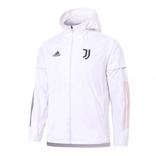 20/21 Juventus White Windbreaker Hoodie Jacket