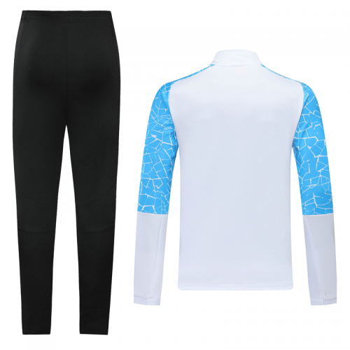 20/21 Manchester City White&Blue High Neck Collar Training Kit(Jacket+Trouser)