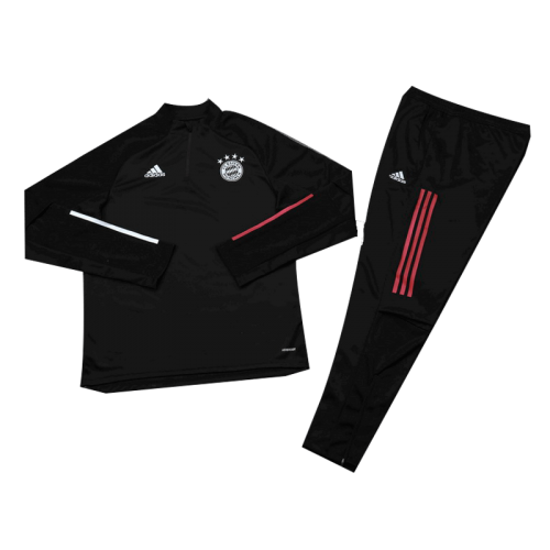 Kid's 20/21 Bayern Munich Black Zipper Sweat Shirt Kit(Top+Trouser)