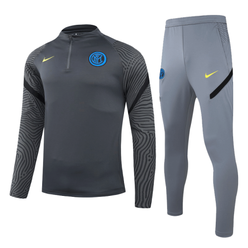 20/21 Inter Milan Gray&Black Zipper Sweat Shirt Kit(Top+Trouser)