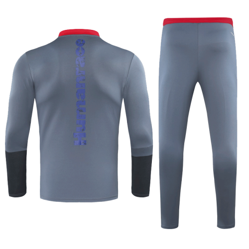 Manchester United Human Race Gray Zipper Sweat Shirt Kit(Top+Trouser)