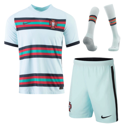 2020 Portugal Away Light Blue Jerseys Whole Kit(Shirt+Short+Socks)