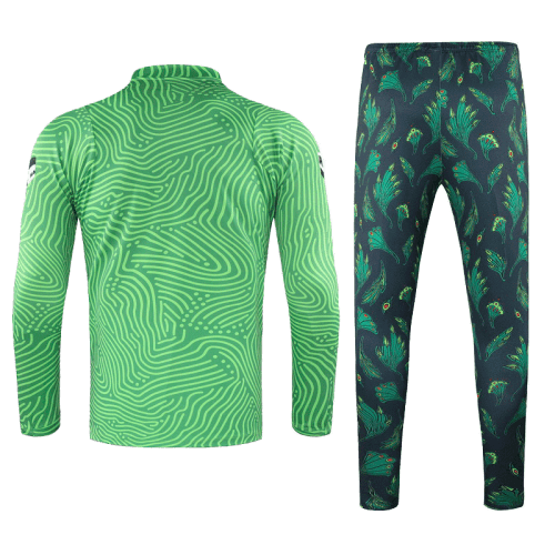 2021 Nigeria Light Green Zipper Sweat Shirt Kit(Top+Trouser)