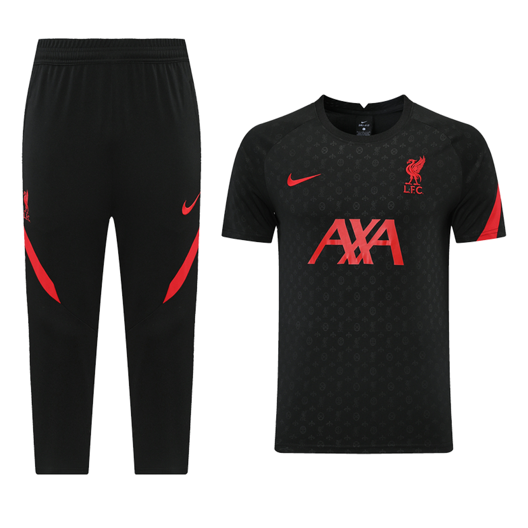 21/22 Liverpool Black Training Kit(Shirt+3/4 Pants)