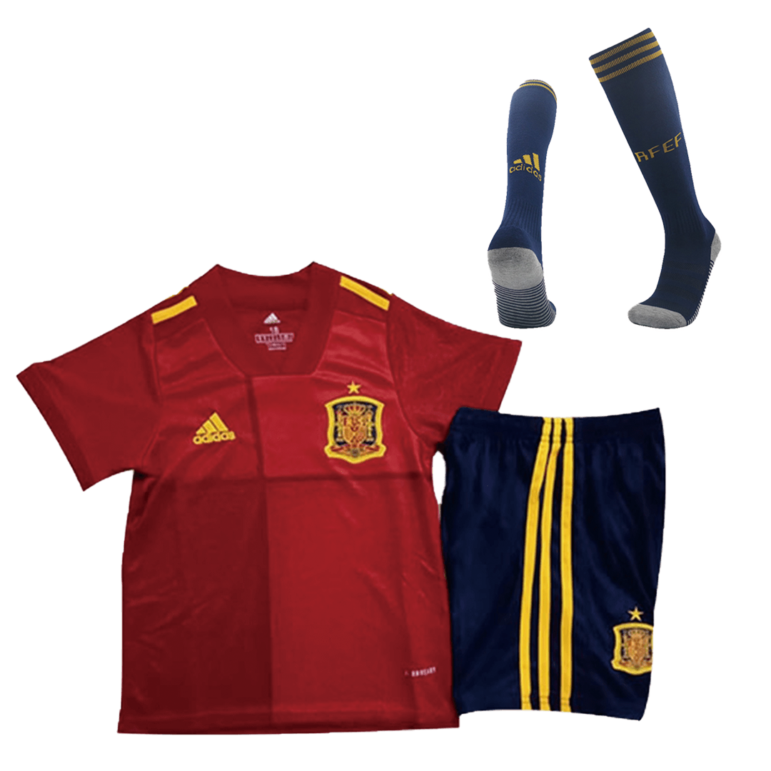 Spain Kids Soccer Jersey Home Whole Kit (Shirt+Short+Socks) 2020