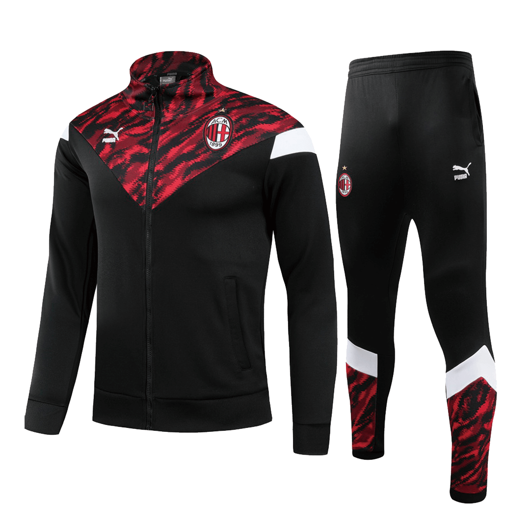 AC Milan Kids Training Kit (Jacket+Pants) High Neck Collar Black&Red 2021/22