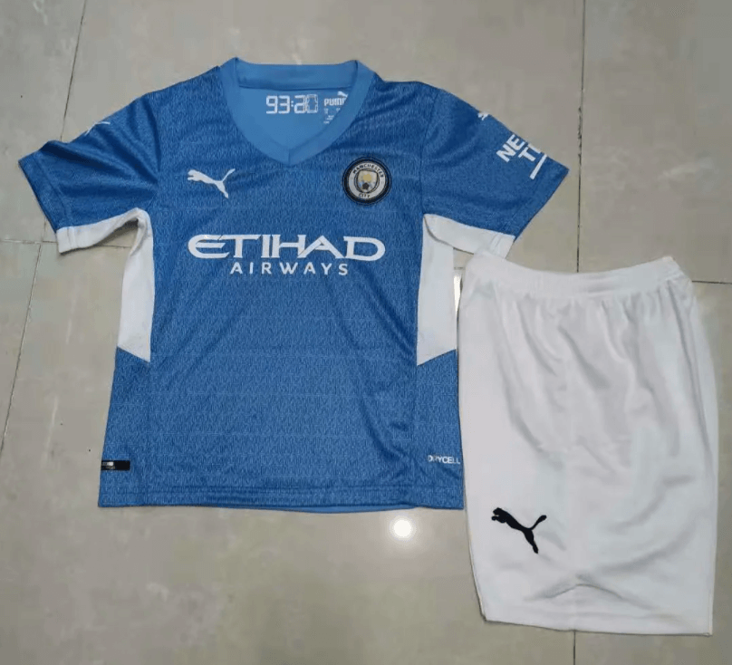 Manchester City Kids Soccer Jersey Home Kit (Jersey+Short) 2021/22