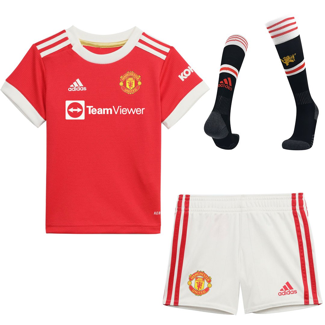 Manchester United No22 Mkhitaryan Home Long Sleeves Kid Soccer Club Jersey