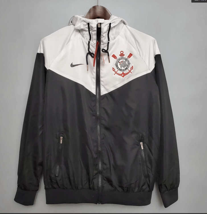 Corinthians Windbreaker Hoodie Jacket Black&White 2021/22
