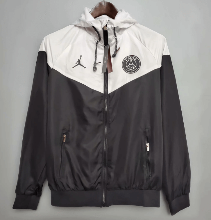 PSG Windbreaker Hoodie Jacket Black&White 2021/22
