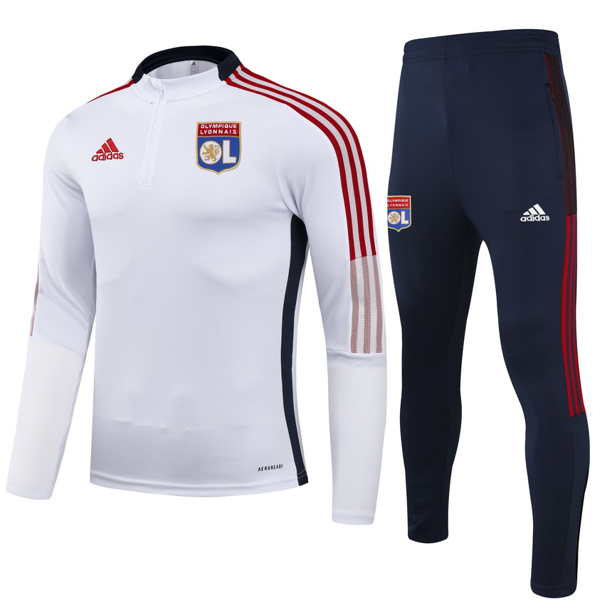 Olympique Lyonnais Zipper Sweat Kit(Top+Pants) White&Black 2021/22