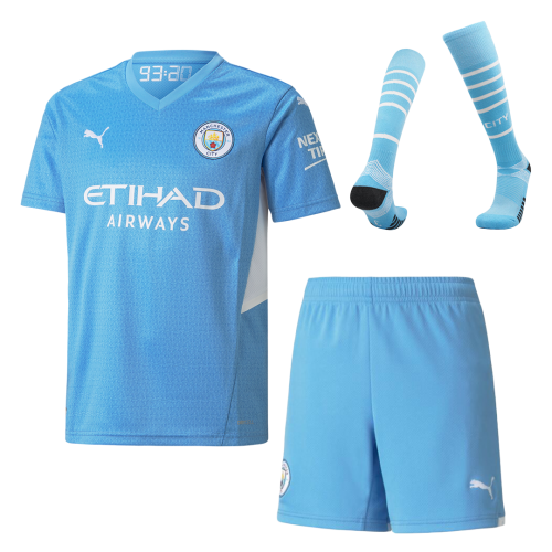 Manchester City Soccer Jersey Home Whole Kit(Jersey+Short+Socks) Replica 2021/22