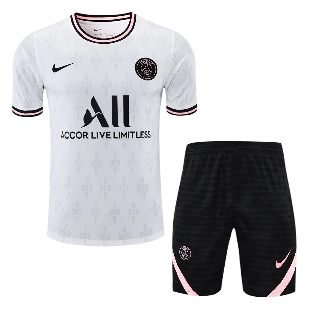 PSG Soccer Jersey Training Kit(Jersey+Short) White&Black Replica 2021/22