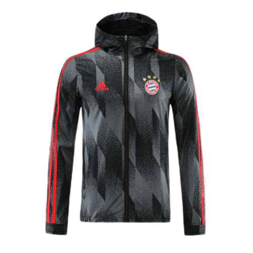 Bayern Munich Windbreaker Hoodie Jacket Dark Gray&Red 2021/22