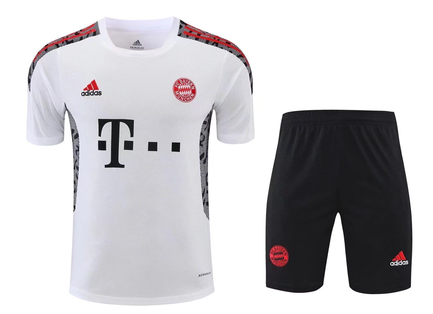Bayern Munich Training Soccer Jersey Kit(Jersey+Shorts) White&Black 2021/22