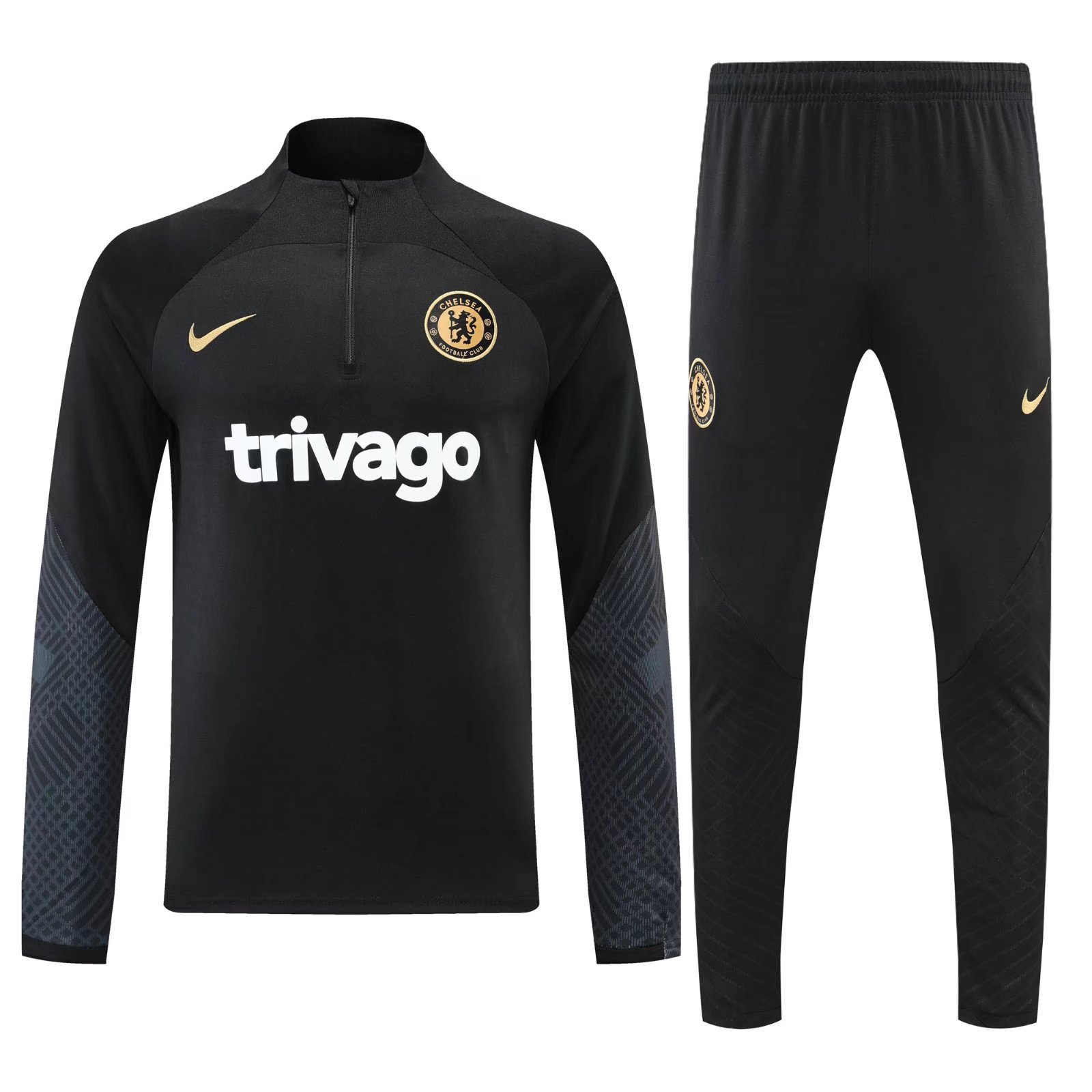 Chelsea Zipper Sweatshirt Kit(Top+Pants) Black 2022/23